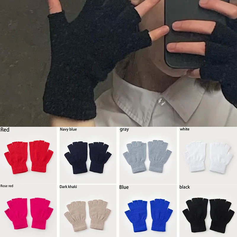 

Winter Short Half Finger Fingerless Knit Glove Best-selling Soft Women Men Universal Outdoor Home Warm Gloves Moto Accessories