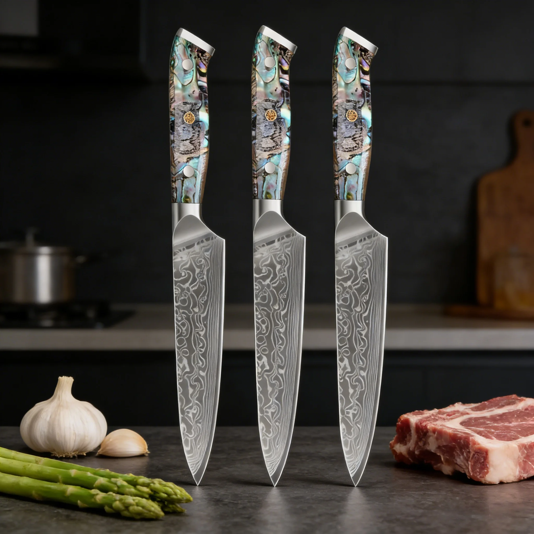 1/2/3PCS,67-layers Damascus Steel Slicing Knife Vegetable Meat Cutting knife Cooking knife Home Restaurant Knife Kitchen Stuff