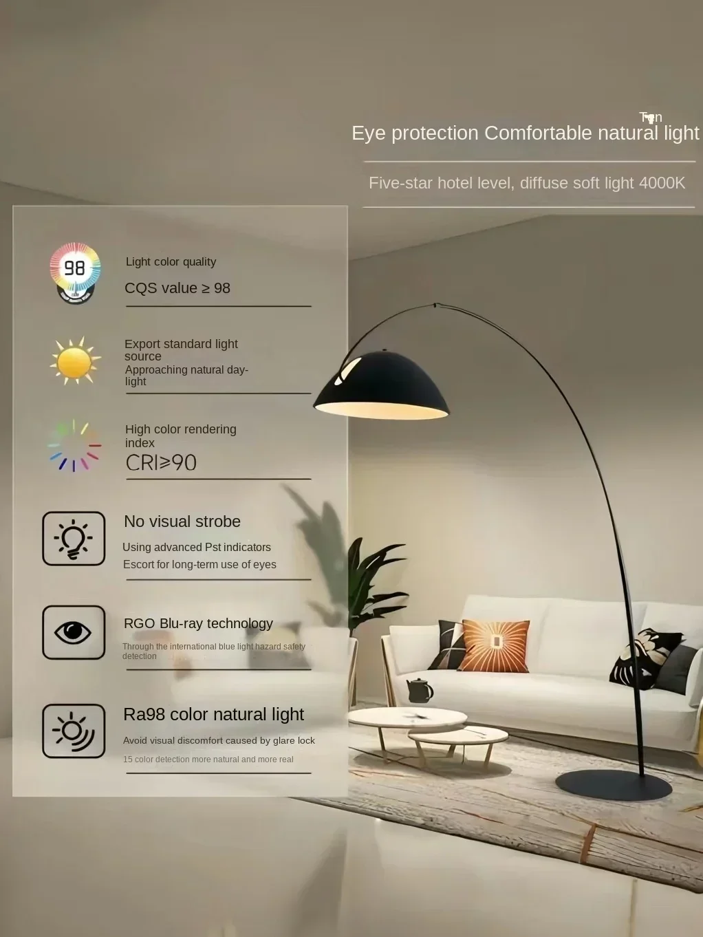 

Full Spectrum Fishing Floor Lamp Living Room Sofa Next Corner Premium Ambient Light