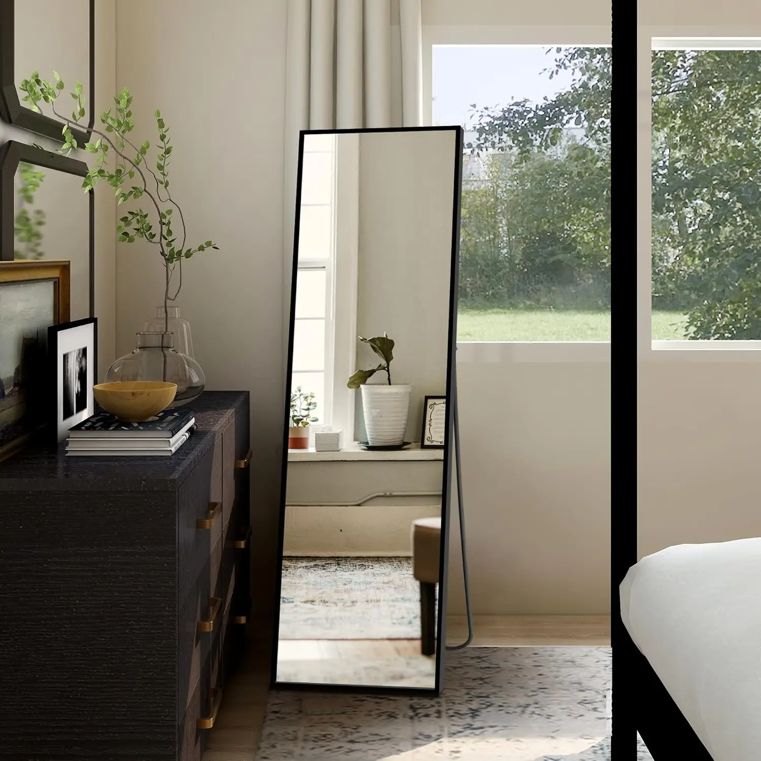 مرآة حائط XMSJ كاملة الطول، مرآة قائمة لكامل الجسم، مرآة أرضية كبيرة لباب الحائط وغرفة النوم وغرفة المعيشة والحمام
