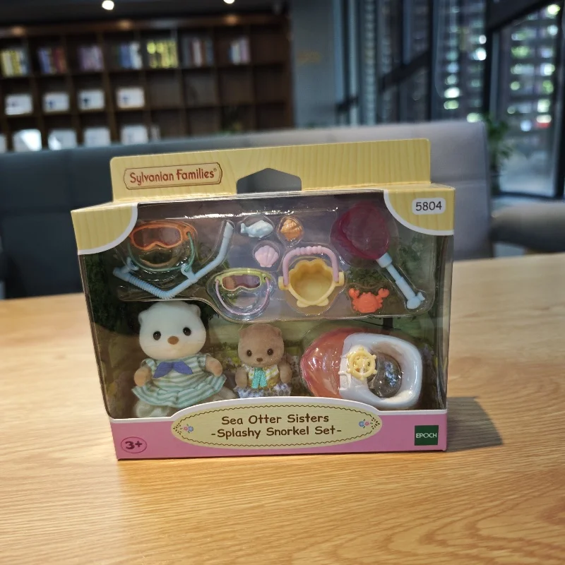 Sylvanian Families Calico Critters Girls Kids Toys Miniature Anime Doll Children's Toys Sea Otter Sisters Splashy Snorkel Set