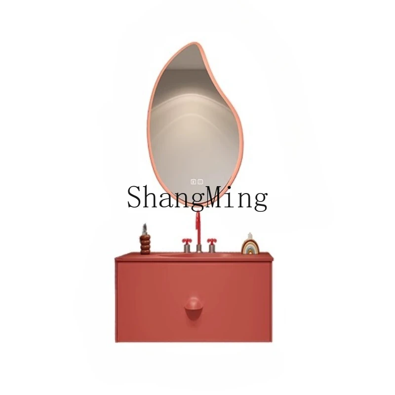 FGgood-looking  Integrated Mango Basin Cream Style Beauty Multifunctional Mirror Cabinet Bathroom Cabinet