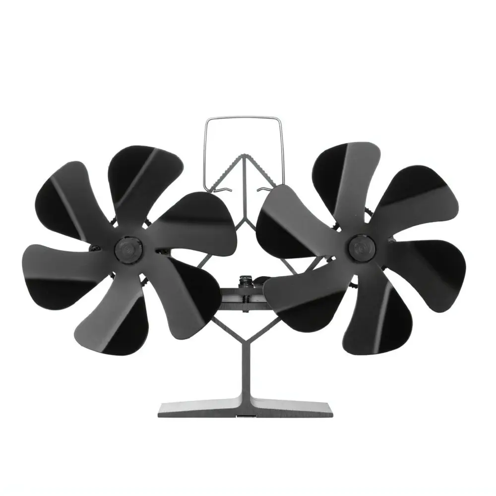 Large Airflow Thermal Stove Fan Twin Motor Design Silent Operation For Fireplace Circulation Metal Material Home Heater