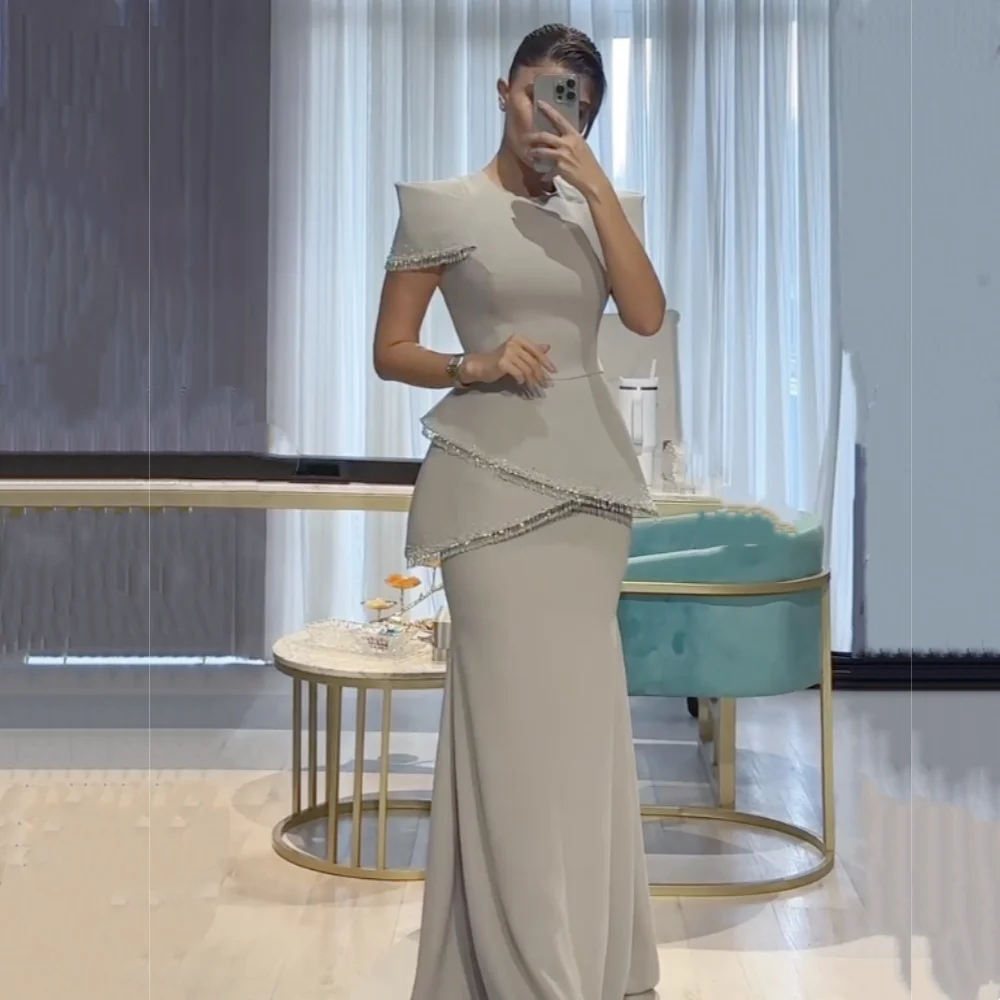 

Customized Glitter Formal Evening Dress Beading O-Neck Mermaid Chic Long Dresses Bespoke Occasion Party Gown Exquisite