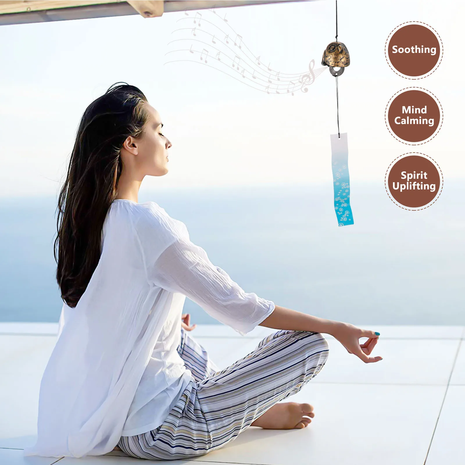 

1Pcs Handmade Cast Iron Owl Wind Chime Decorative Pendant for Hanging Yard Window Ornament Decorative Pendant