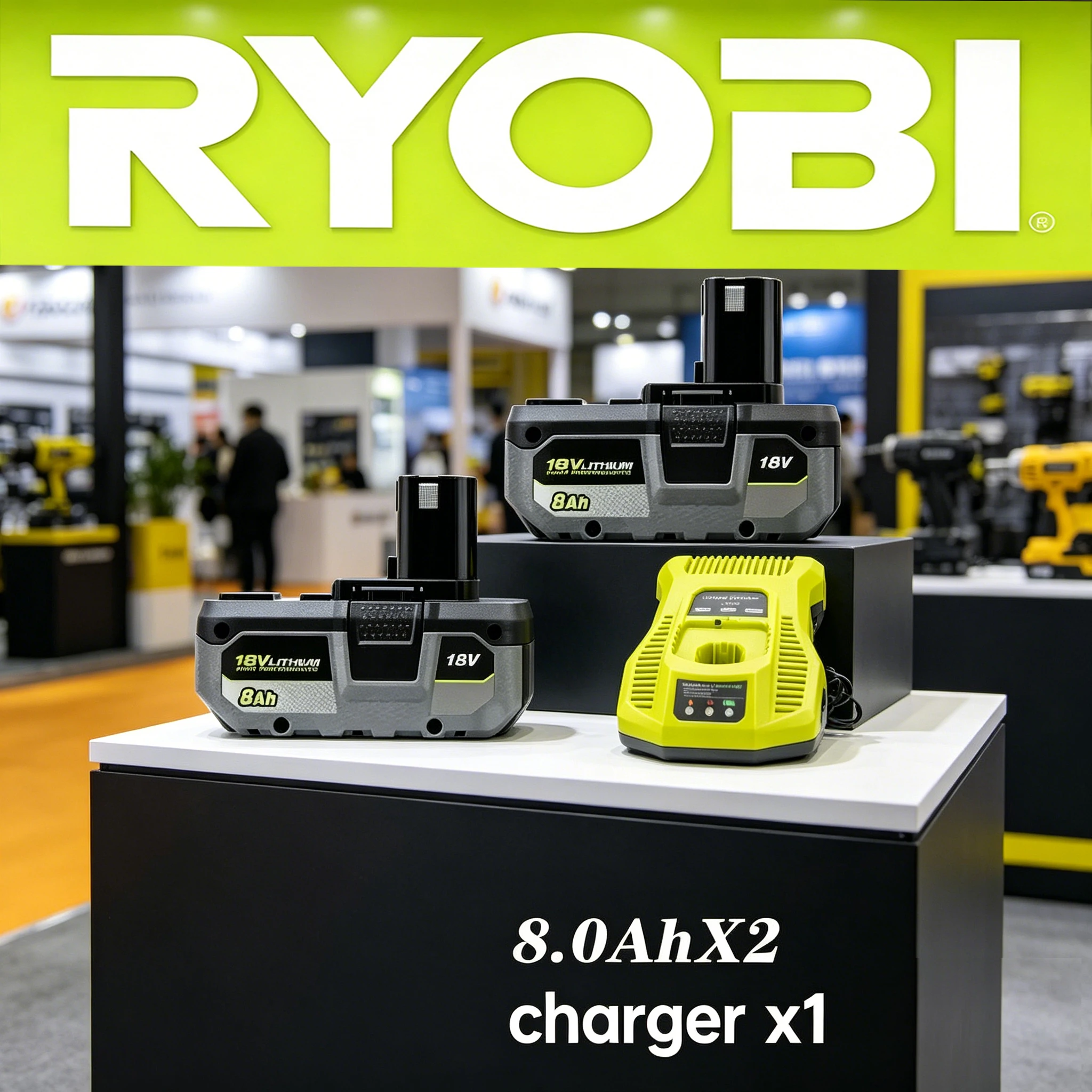 

RYOBI 18V 8.0Ah Genuine Rechargeable Battery, High Capacity Stable Performance No Memory Effect Compatible P104 P107 P108 P109