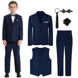 Kids Clothes Boys Suit Wedding Formal Outfit Set Children Easter Church Gentleman Ring Bearer Perform Tuxedo Teenagers Blazer