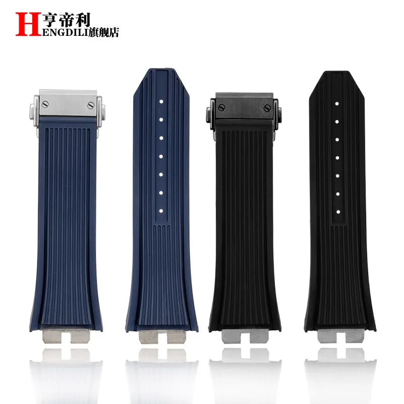 For Hublot Big Bang 415 411 411 Men VITON strap Watch FKM Bracelet Stainless steel Quick Release Fluororubber Watchband 28*18MM