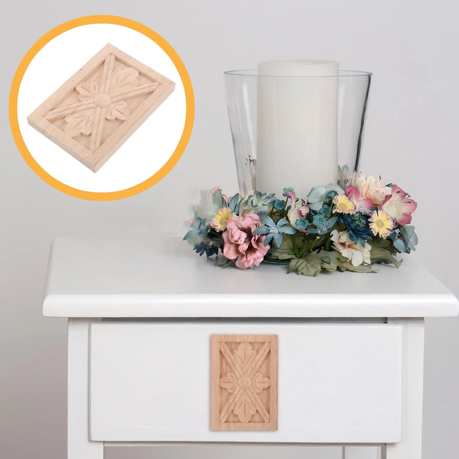 

Unpainted Solid Wood Carved Column Applique European Style Decorative Wood Onlay for Furniture Cabinet Door Wardrobe Wall