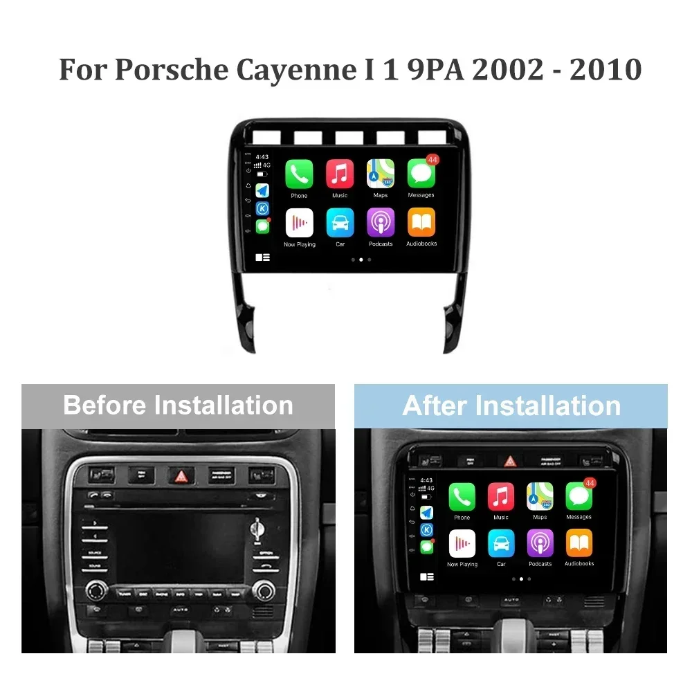 Wireless Carplay Auto screen Car Radio For Porsche Cayenne 957 / 955 2002-2010 Android 14 GPS Navigation 4G WIFI DSP Stereo BT