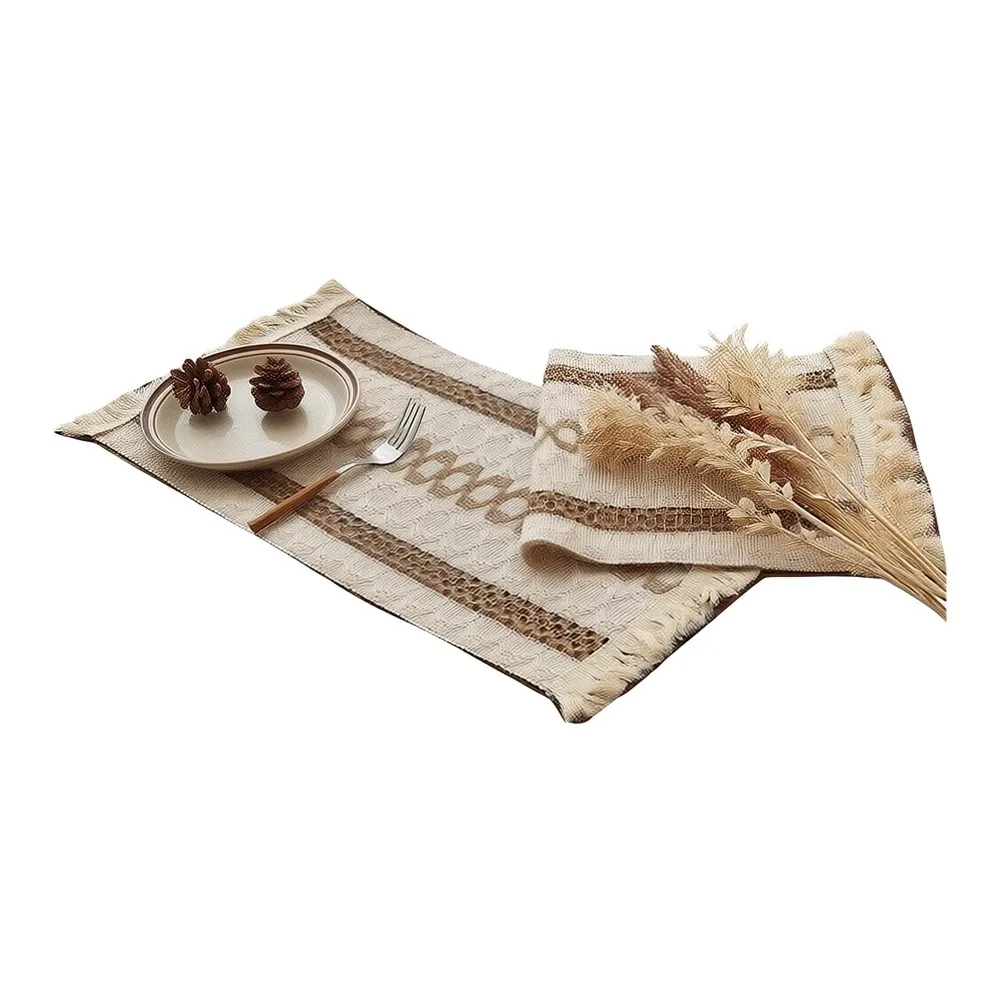 Linen Polyester Table Mats 6 Pack Featuring Breathable Woven Fabric Structure and Soft Rustic Dining Aesthetic