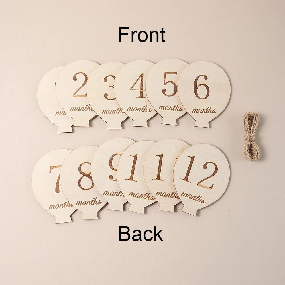 6 個木製バルーンマイルストーンマンスリーカード成長赤ちゃんの旅マイルストーン写真撮影小道具誕生日赤ちゃん両面