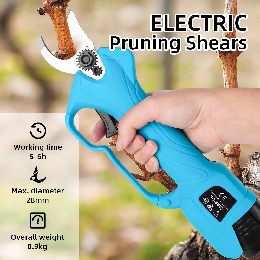 28mm Brushless Electric Pruning Shears 4 Gears 1500W for Makita 18V Battery Electric Scissors for Orchard Shrub Branch Pruning