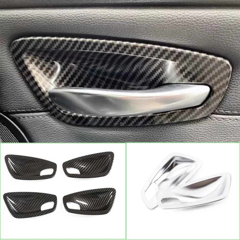 For BMW 1 Series E81 E82 E87 2007-2011 ABS Carbon Fiber/Chrome Car Inner Door Handle Bowl Decoration Cover Stickers Accessories