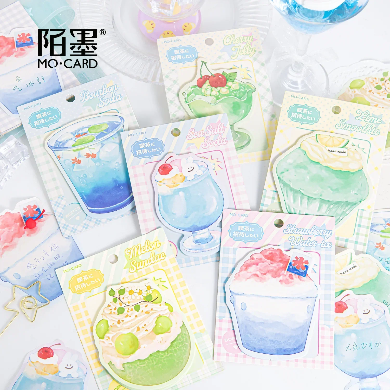 30pcs Tea Series Fresh Summer Drinks Student Note Memo Message Paper Sticky Notes