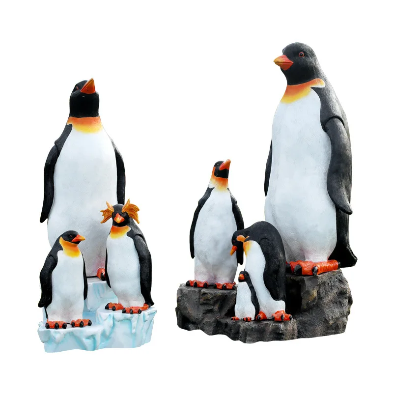 

Simulation penguin sculpture ornament outdoor large fiberglass aquarium decoration public garden landscape lawn sketch