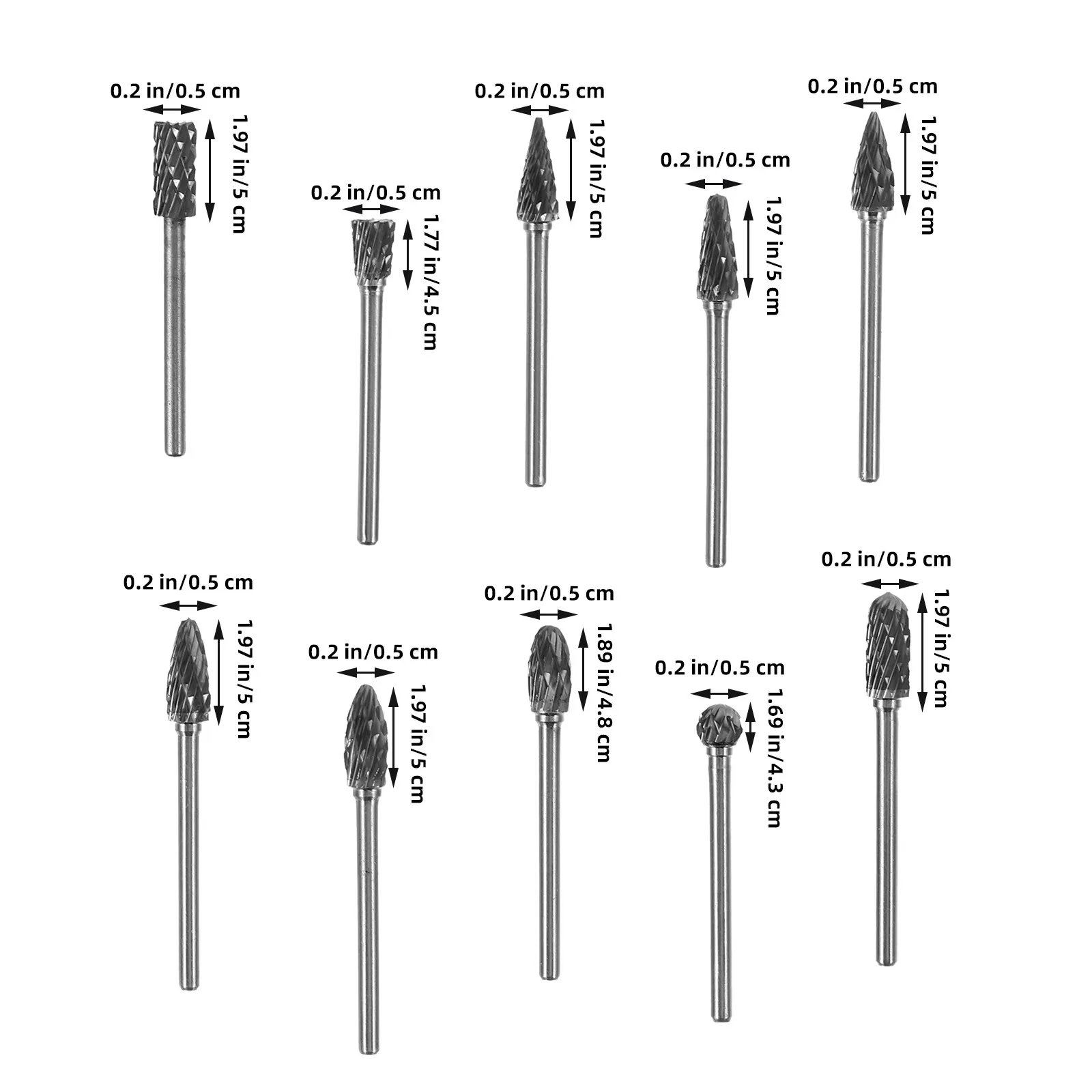 10Pcs Tungsten Steel Grinder Bits Assorted Sizes for Metalworking Woodworking Polishing Deburring Rotary Files Die Grinder - view 4