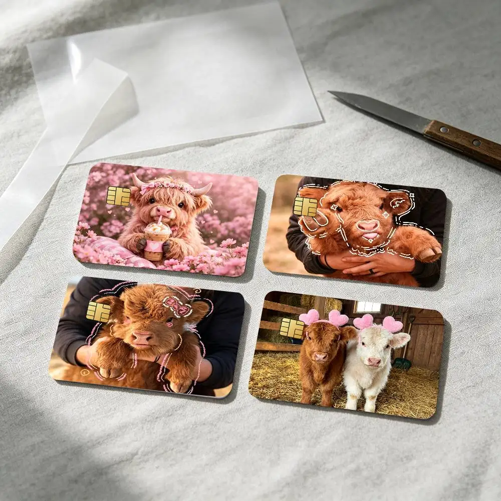 Cute Cow Lovely Card Stickers for Bank Access Protective Waterproof Film Cover Sticker Surprise Gift