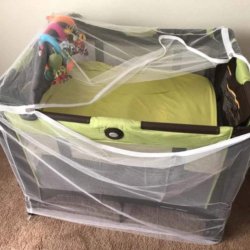 Portable Full-Coverage Baby Bed Mosquito Net with Zipper Encrypted Insect-Proof Canopy for Infants
