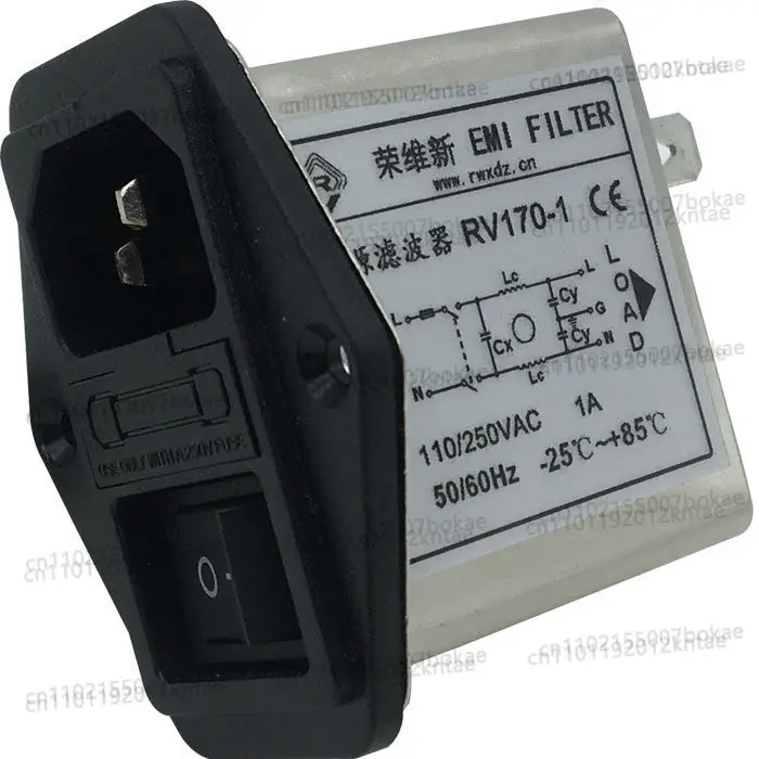 Rv170-1a3a6a10a ac tail socket switch fuse anti-interference power filter 110v220v