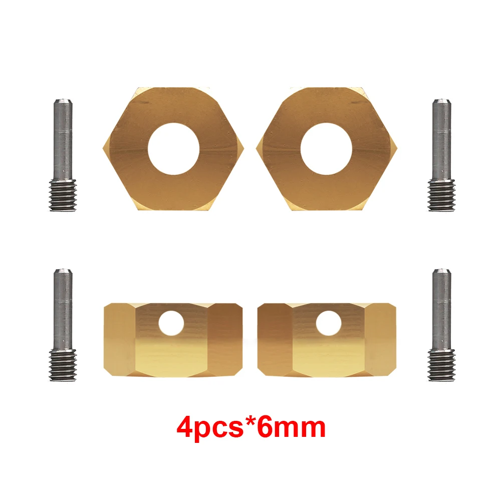 INJORA 12MM Extended Wheel Hex Heavier Brass Adapter 4PCS for RC Crawler Axial SCX10 III AXI03007 Capra 1.9 UTB AXI03004