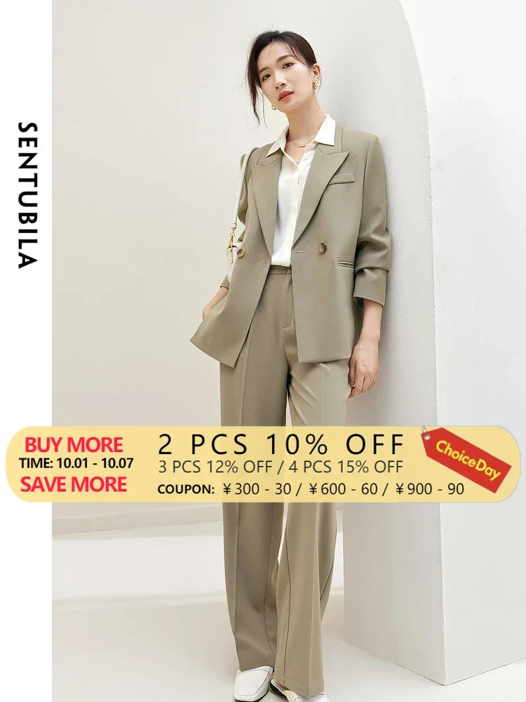 SENTUBILA Blazer Pant Suit Two Piece Set for Women Business Work Outfits 2024 Autumn Elegant Fashion Clothing Sets 133Z49975