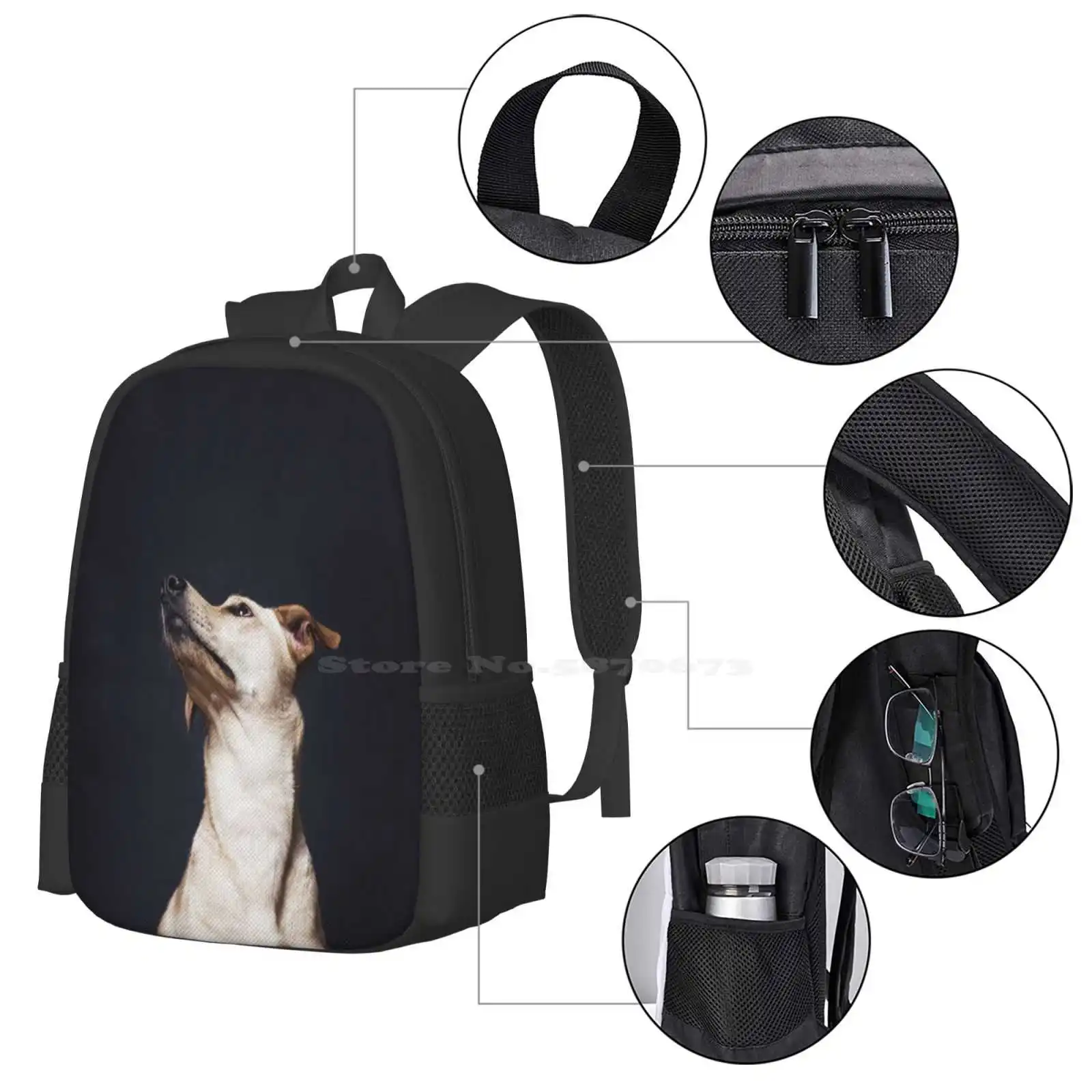 Portrait Of A Beautiful Dog Backpack For Student School Laptop Travel Bag