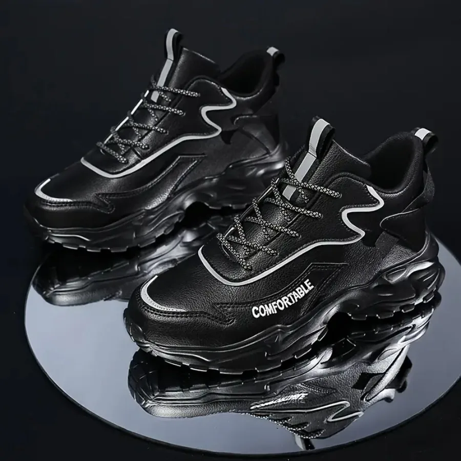 

Men's Height Increasing Sneakers with Lift - Breathable Mesh and MD Sole Lace-Up Inner Height Shoes Suitable for Tallness Casua