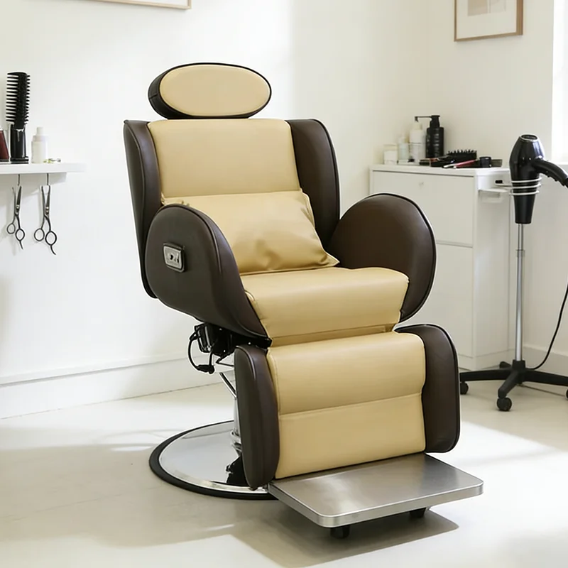 

kr-Professional Barbershop Furniture Electric Reclining Hairdressing Chair Modern Heavy Duty Shaving Salon Barber Chair！