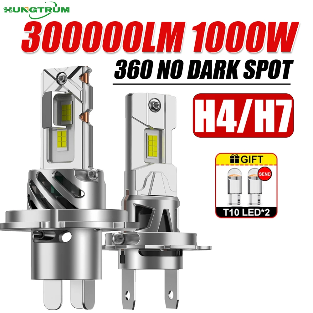 H7 H4 자동차 LED 헤드라이트 캔버스 무에러 LED 자동 안개등 상하향등 H4 12V 6500K 무선 1:1 사이즈 LE...