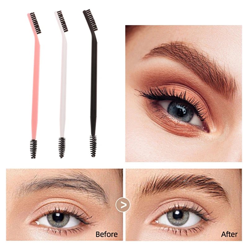 (HS) cepillo para cejas de doble cabeza, peine para pestañas, moldeador de pestañas, cepillo para cejas para dar forma a las cejas, herramienta de maquillaje reutilizable