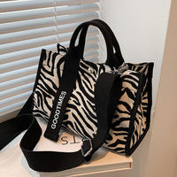 High-Quality Texture Zebra Pattern Women One-Shoulder Crossbody Handbag New Large-Capacity Brand Canvas Wild Western Style