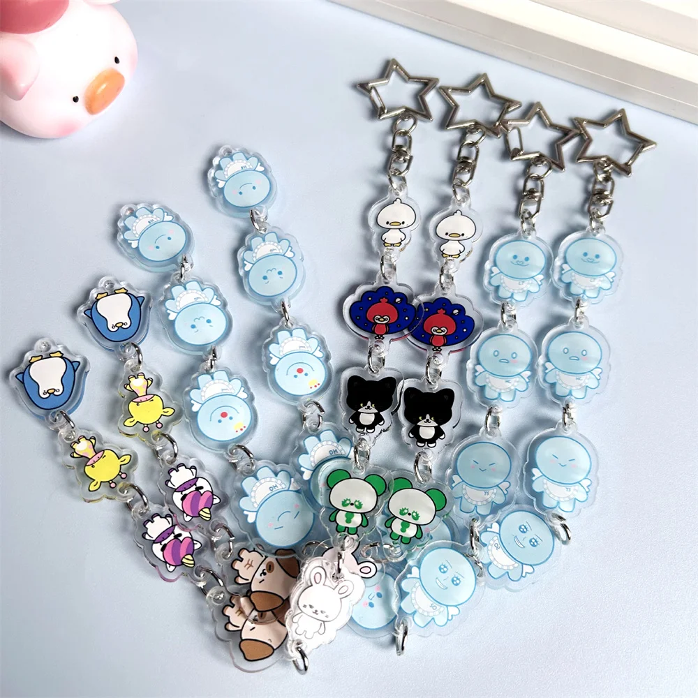 SUPER JUNIOR Cartoon Long String Keychain Siwon Heecul Leeteuk Yesung Ryeowook Shindong Keyring Pendant Decor Fans Gift