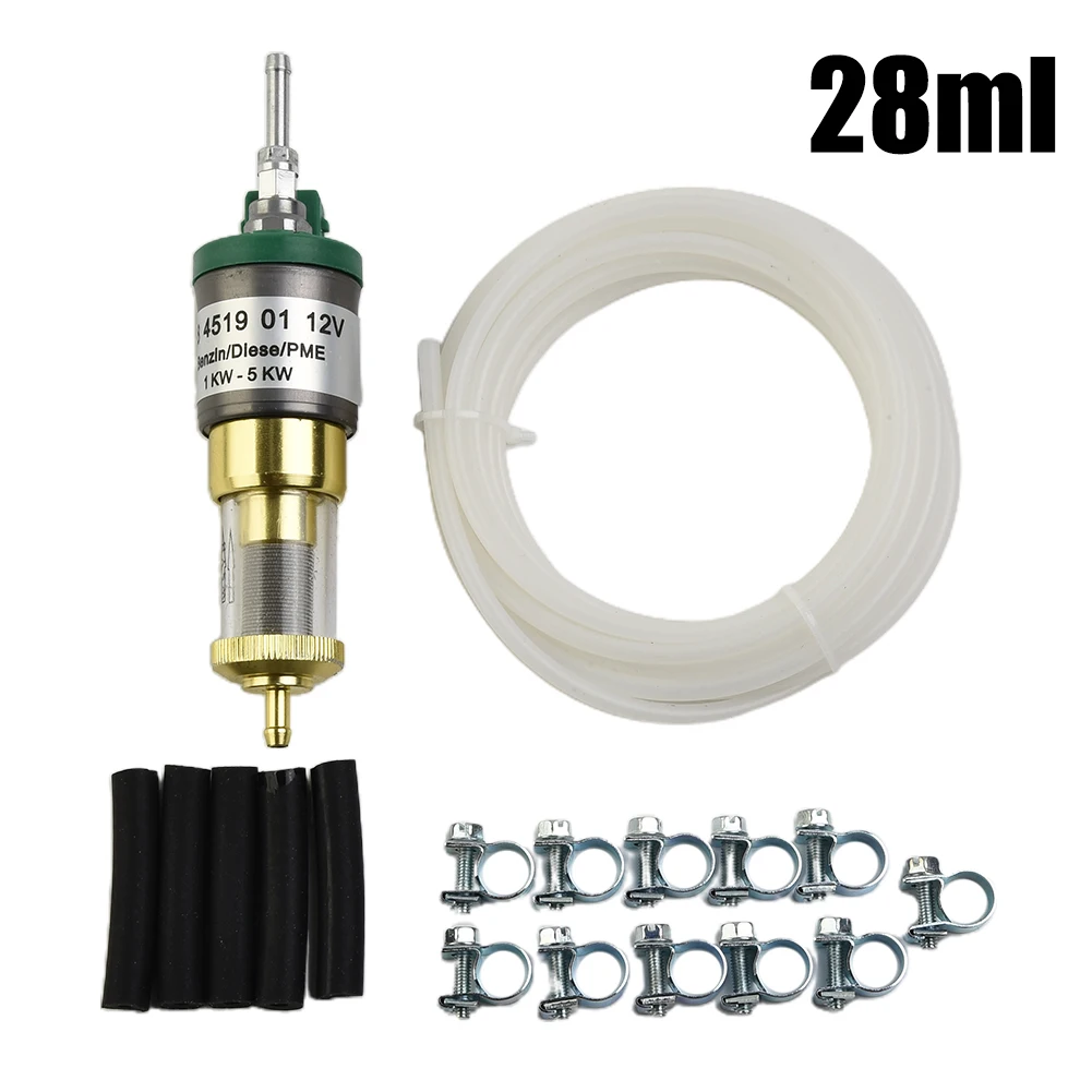 

12V Diesel Heater Pump Set for 1KW and 5KW Air Heater Systems with Fuel Connector Hoses and Hose Clips for Car Applications