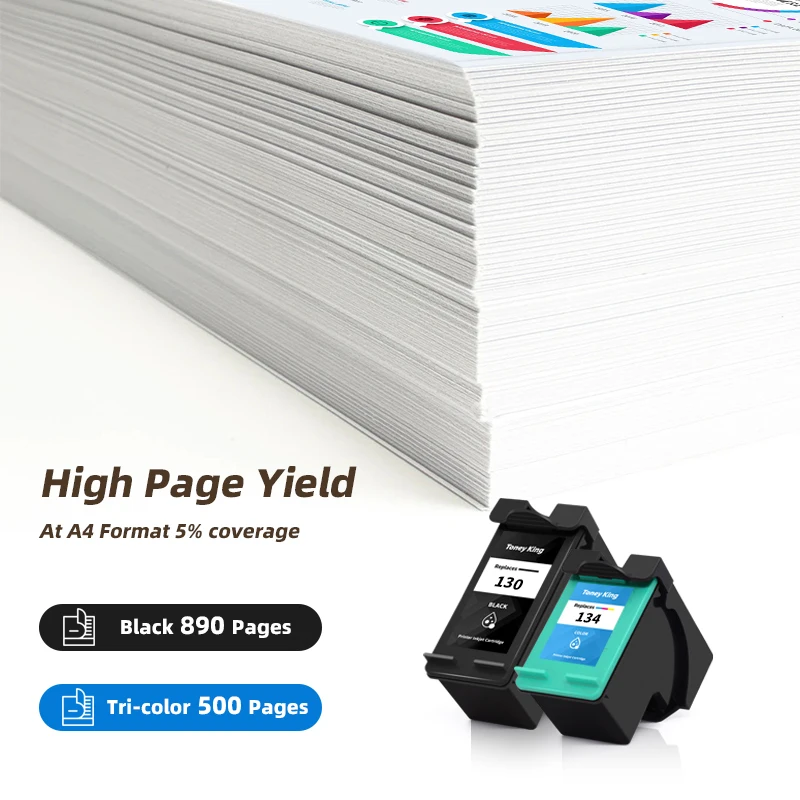 For HP 130 134 Ink Cartridge Compatible For HP130 134 Photosmart 8153 2713 2613 8753 8453 8453GP 8053 2573 D5163 Inkjet Printer