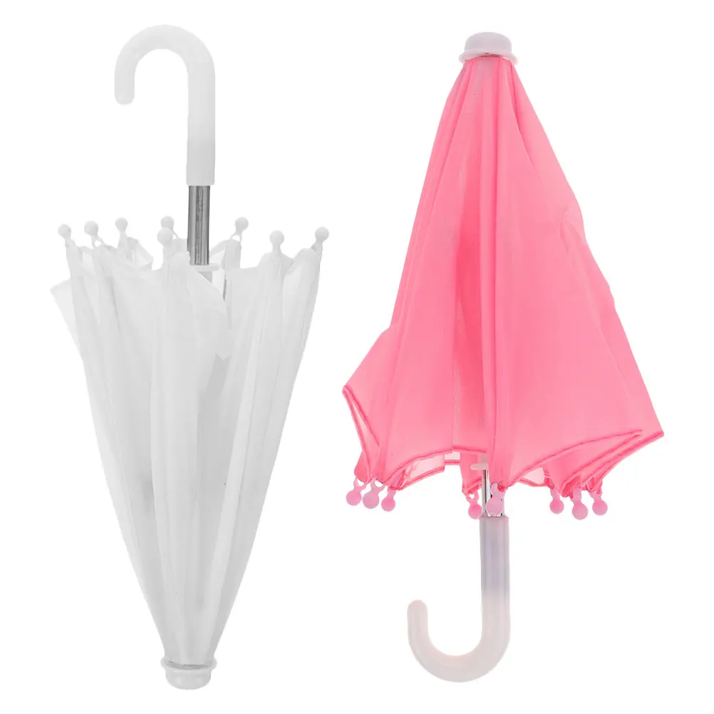 

2 Pcs Mini Umbrella Accessories Cute Dollhouse Decor Iron Scene Umbrellas Kids Toddler Toys Gift for Girls Party