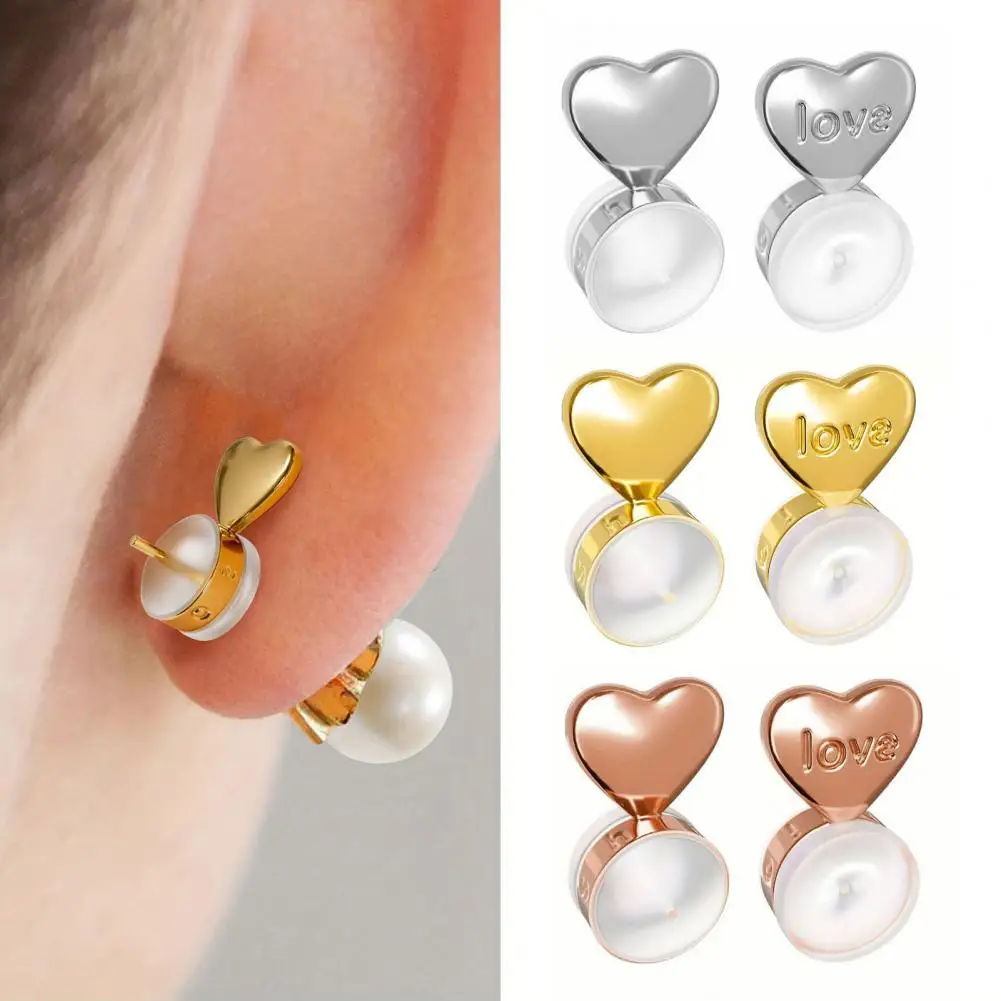 6Pcs Heart Shape Earring Backs, Silicone Earring Lifter Backs, Replacements for Droopy Ears Support