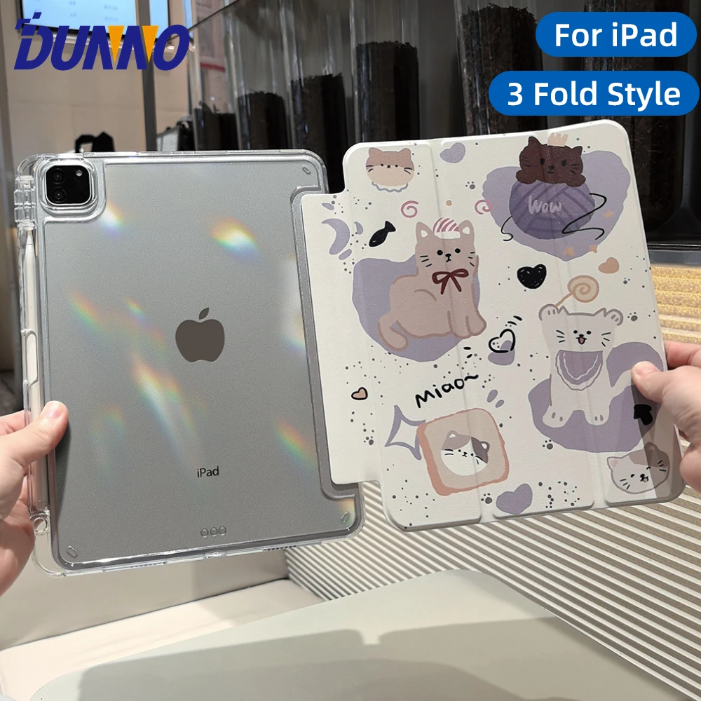 3-fache Hülle mit Stifthalter für iPad Pro 11 12.9 13 M2 M4 M3 Hülle 9.7 10.2 5. 6th 7/8/9 10. 11. Mini 6 7 Hülle Air 3 4 5 6