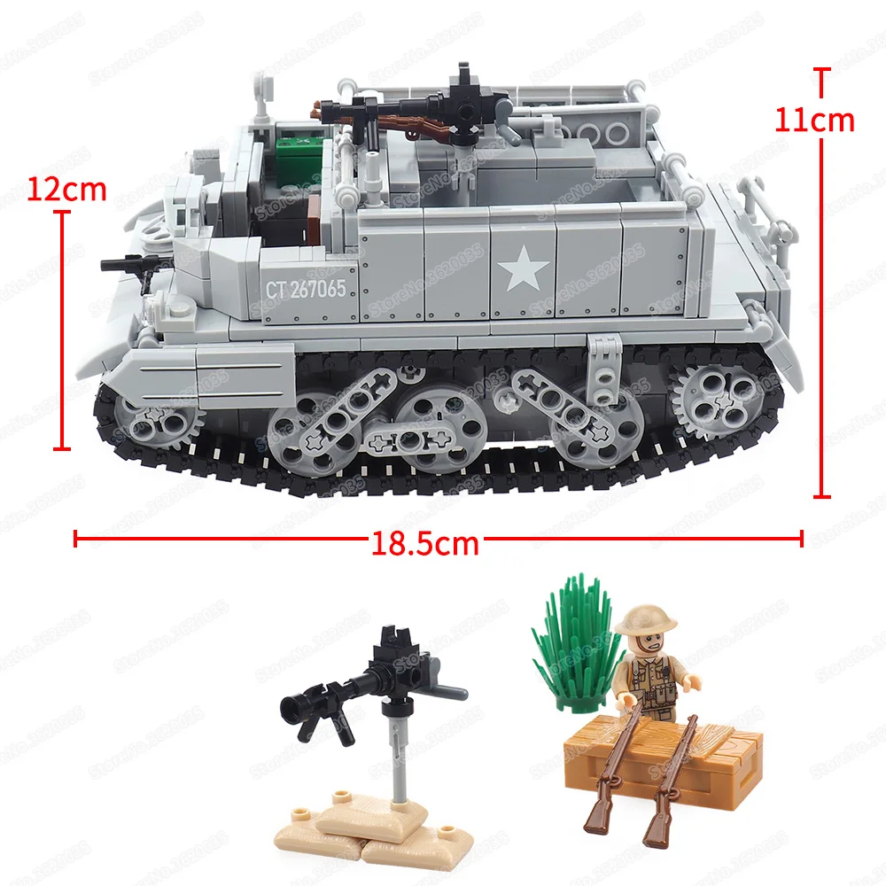 Bren Gun Carrier Building Block MOC WW2 Military figures Equipment Weapons Transport Support Scenes War Models Children Gift Toy