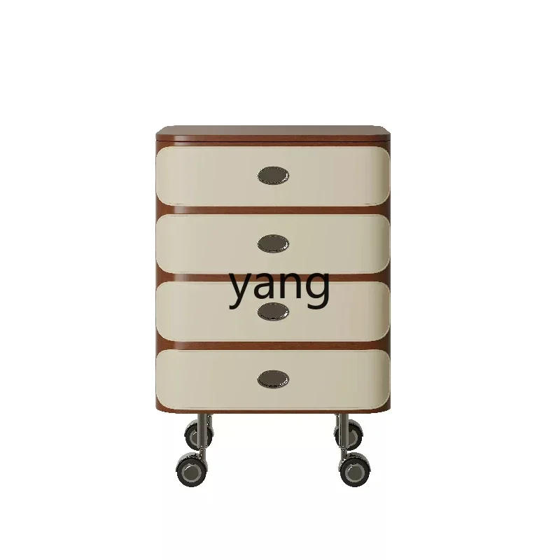 LH Cream Brown Art Design Home Living Room Sofa Bedside Cabinet Roller Removable Storage Cabinet