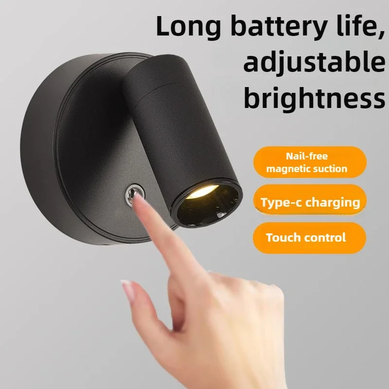 

DurableLED Charging Wall Lamp Wireless Non-punching Magnetic Spotlight Eye Protection Bedroom Bedside Lamp Night Light