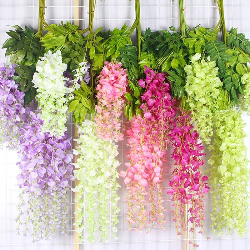 

12pcsSimulated wisteria flowers, artificial flowers rattan decorative flowers wrapped ceiling plastic flowers vine flower plants