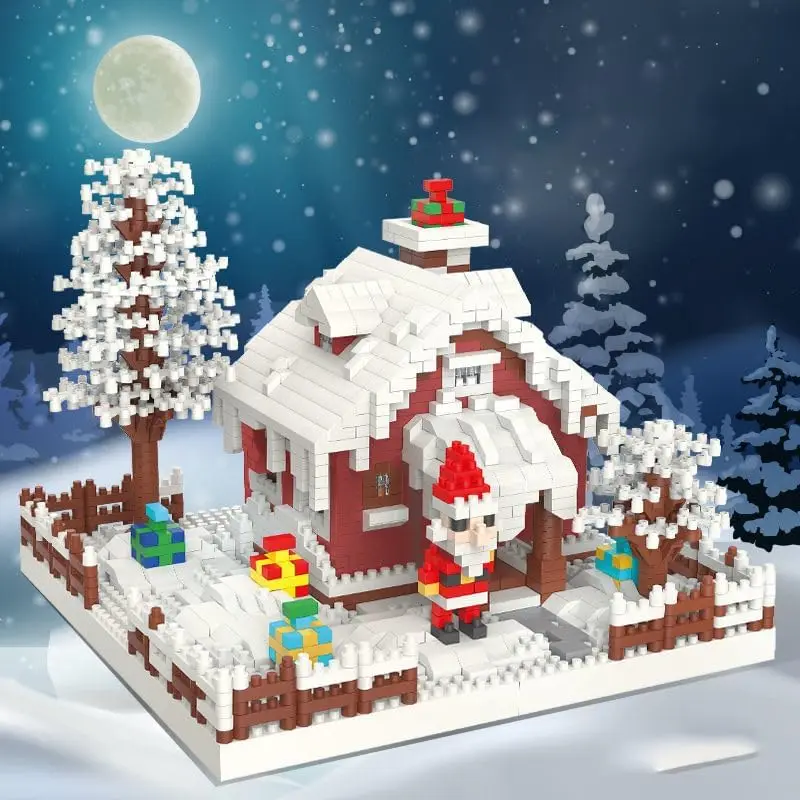 

2308 шт. рождественские строительные блоки, микро-головоломки, развивающие игрушки для сборки, рождественский подарок