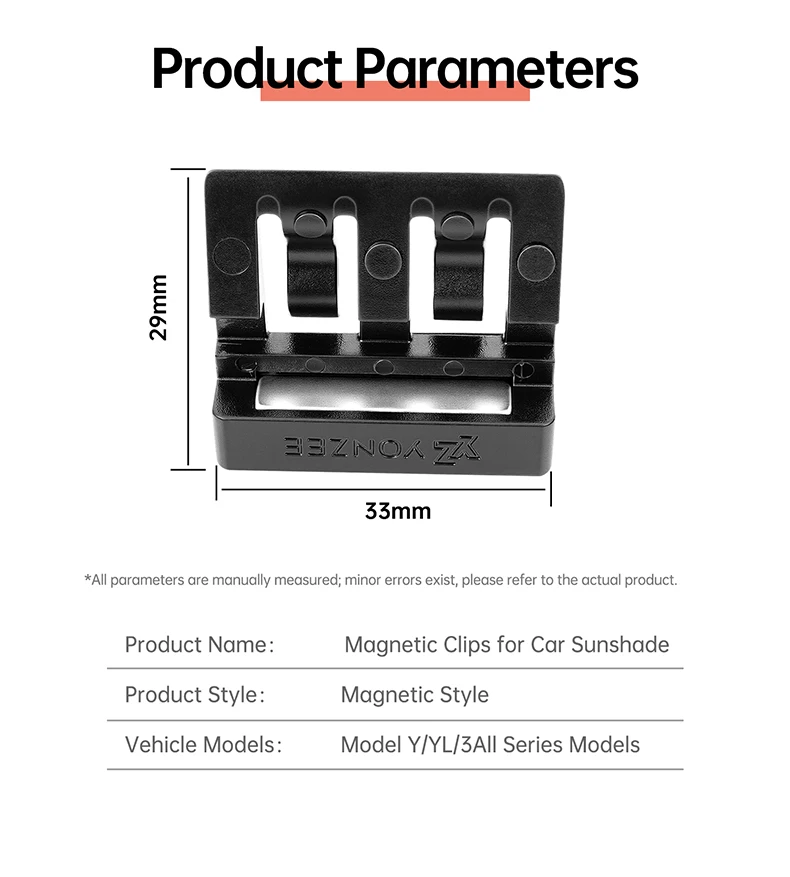 YZ Sonnenschutz für Tesla Model Y YL Model 3 Highland Juniper 2025-2026, verbesserte, verdickte magnetische Saugclips, 3 Stück, Schwarz – Detail 5