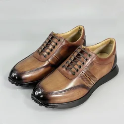 Mens Casual Shoes Genuine Leather Business Work Office Shoe for Men Cow Leather Original Fashion Breathable Sneakers Men