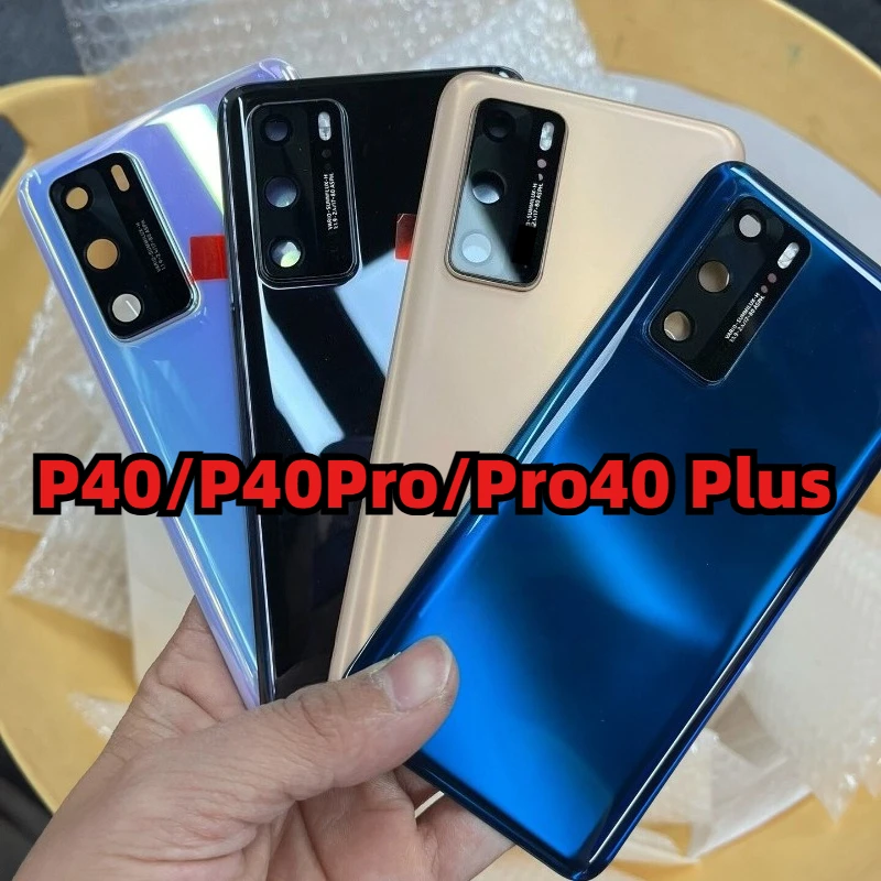 New For Huawei P40Pro Plus Glass Back Lid Housing Case Battery Cover Repair Replacement Parts P40 With Lens Frame and Adhesive