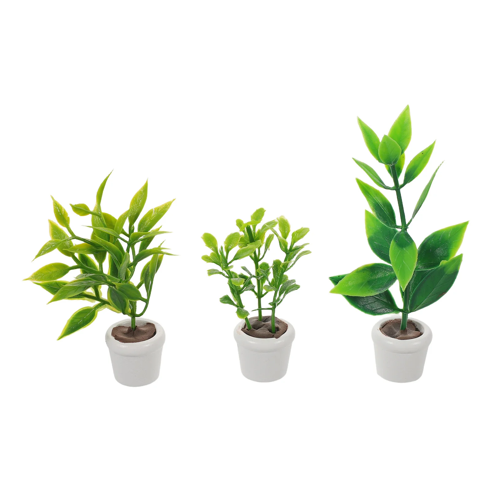 3 個ミニチュア鉢植えドールハウスアクセサリー現実的な人工緑盆栽ポットマイクロ風景妖精の庭