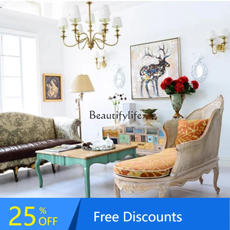 

classical rattan chaise longue beauty couch weathered solid wood lazy chaise longue