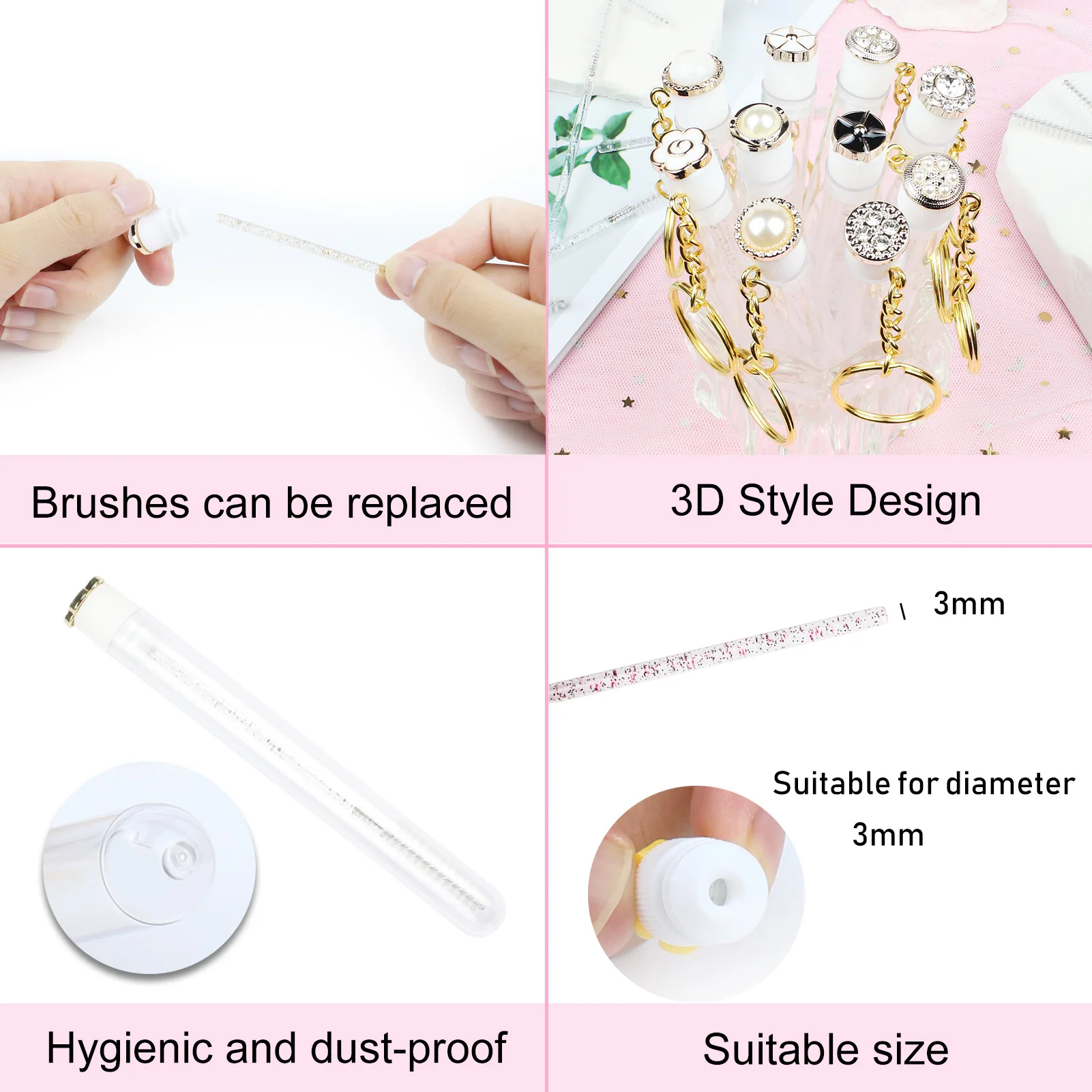 10 قطعة عصي الماسكارا أنبوب قابلة لإعادة الاستخدام لاش Spoolies الكمثرى الماس أنبوب مع المفاتيح رمش فرشاة أنابيب Spoolies لاش تمديد #3