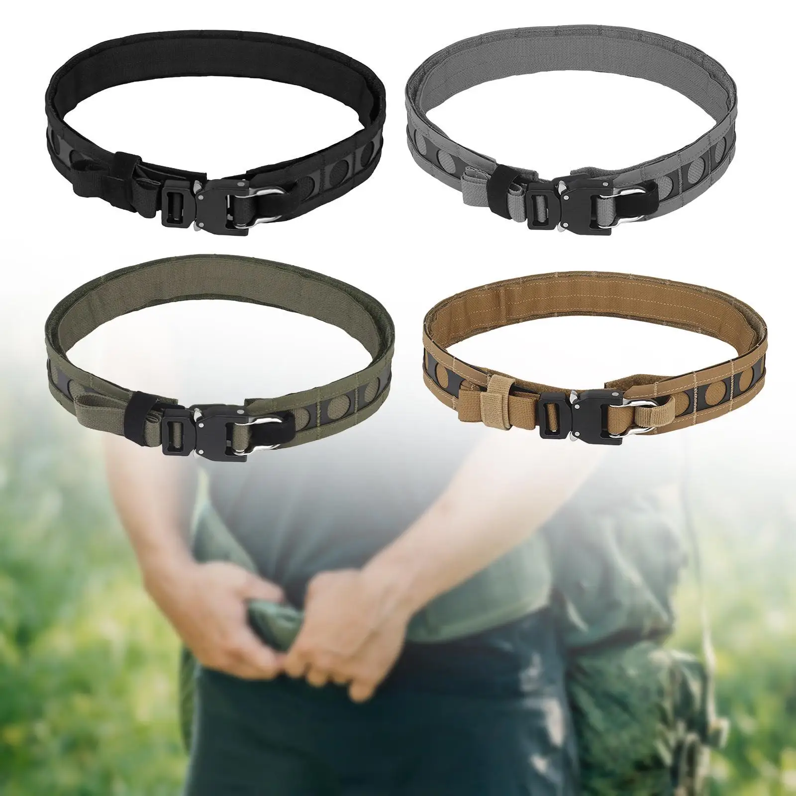 Waist Belt Camping Belt Portable Nylon Quick Release Molle Belt Double Layered Outer Belt for Fishing Climbing Accessory Gear